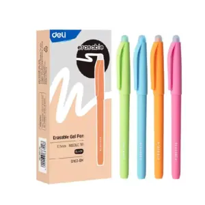 Deli Stationery Deli Erasable Gel Pen Needle Tip 0.5mm, Black, Pack of 12 EG163-BK
