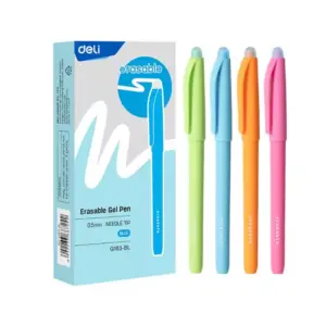 Deli Stationery Deli Erasable Gel Pen Needle Tip 0.5mm, Blue, Pack of 12 EG163-BL