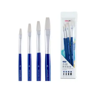 Deli Stationery Deli Gouache Brush Set #2,#4,#6,#8 Flat Head Wool 73866