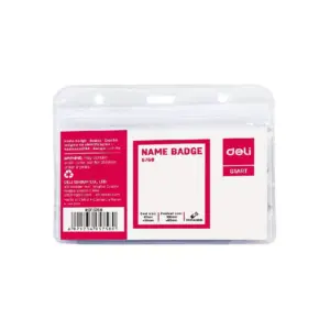 Deli Stationery Deli Horizontal Name Badge Card 91mm x 56mm, Soft PVC E5758