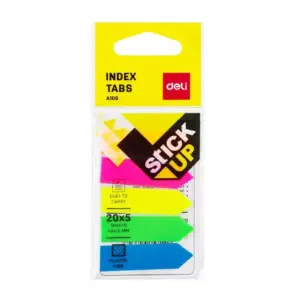 Deli Stationery Deli Index Tabs 20 Sheets, Multicolor Pink/Orange/Yellow/Green/Blue, Pack of 5 EA10602