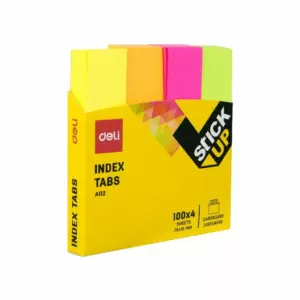 Deli Stationery Deli Index Tabs 100 Sheets, Multicolor Orange/Yellow/Green/Pink, Pack of 5 EA11202