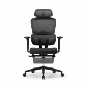 Deli Stationery Deli Mesh Chair, Fabric Seat & Mesh Back, Black KF243