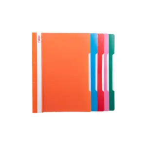 Deli Stationery Deli Report File A4 20 Microns Full-length Index Strip for Labelling, Clear Front Cover, Flat Bar Mechanism, Made from Polypropylene E39535