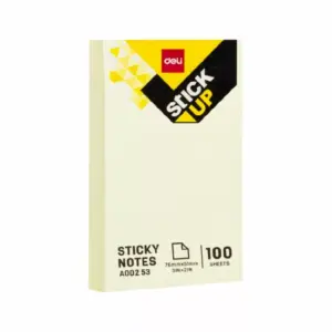 Deli Stationery Deli Sticky Notes 76mm x 51mm, 100 Sheets, Yellow, Pack of 12 EA00253