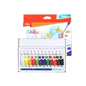 Deli Stationery Deli Watercolors 12 Colours, 5ml Tubes, Vibrant & Easy Blending EC18-12
