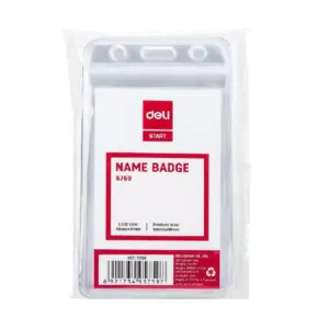 Deli Stationery Deli Vertical Name Badge Card 56mm x 91mm, Soft PVC E5759