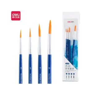 Deli Stationery Deli Watercolor Brush Set #3,#5,#7,#9 Round Head Nylon Wool 73867