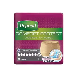 Depend Comfort Protect Adult Diapers for Women Normal Large 9's (Pack of 6pcs)