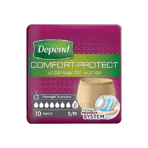 Depend Comfort Protect Adult Diapers for Women Normal S/M 10's (Pack of 6pcs)