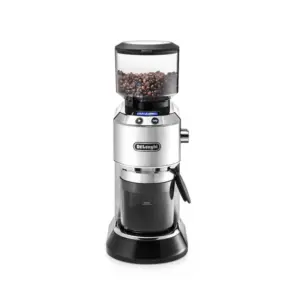 Delonghi De'Longhi Dedica Pump Style Coffee Grinder With Large Bean Hoper , Burr Grinding System 14 Cups Capacity , KG521.M , Metalic