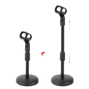 Faith Desktop Microphone Stand Upgraded Adjustable Table Mic Standwith Base Micro Microphone Holder Mic Clip for Podcasts Singing