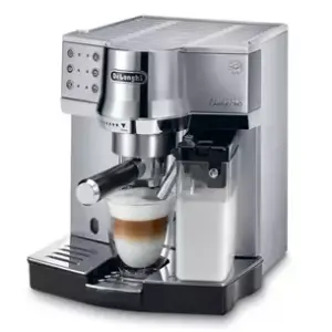 Delonghi De'Longhi Expresso Maker Pump Driven & Cappuccino Machine 1450W (Metallic) Latte Macchiato Hot Milk Removable Drip Tray EC850.M