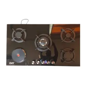 DigiWave Digi Wave Hob 4 Gas And 1 Hotplate Burner with Auto Ignition 90x60x 8MM Tempered Glass DWGC 2006