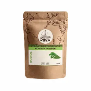 Dhow Nature Foods Dhow Organic Natural Raw Moringa 100g Powder, No Sulphates, Rich in Nutrients and Minerals, 100% Natural and Vegan