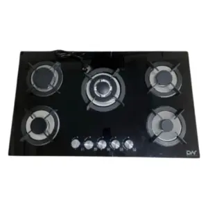 DigiWave Digi Wave Hob 5 Gas Burner with Auto Ignition 90x60x 8MM Tempered Glass DWGC 2005