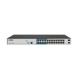D-Link 24-Port Layer 2 Gigabit Managed PoE+ Surveillance Switch with 1000Base-T, Long Range 250m, 24PoE+2 SFP Ports, 250W DGS-F1210-26PS-E