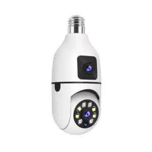 Faith Dual Lens PTZ Bulb Camera 360° 1080P – Motion Tracking, Night Vision & Two-Way Audio Security Camera