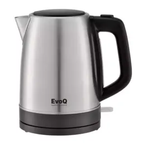 EvoQ Kettle Silver 1.7L 2200W, Safety Lock Lid, External Water Indicator with Light, Heat Resistant, Automatic/Manual Switch off, Boil Dry Protection