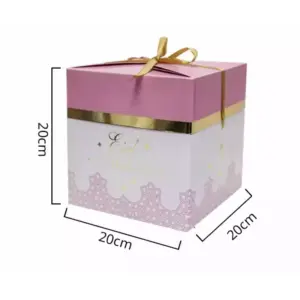 Toys Premium Pink & Gold "Eid Mubarak" Square Gift Box with Satin Ribbon Bow