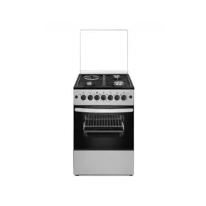 EvoQ Freestanding Cooker 50 x 50cm, 3 Gas Burner 1 Electric Burner Oven Cooker, Stainless Steel Body with Glass Lid and Glass Door Silver EC - 5531EO.PS