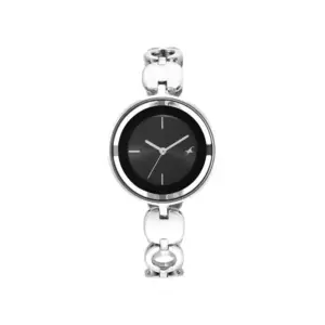 Titan Watch Fastrack Glitch Quartz Analog Silver Dial Watch for Women with Silver Metal Strap 6237SM01
