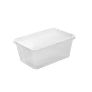 Falcon Rectangular Microwave Transparent Plastic Container 1000cc with Lid 500's Pack
