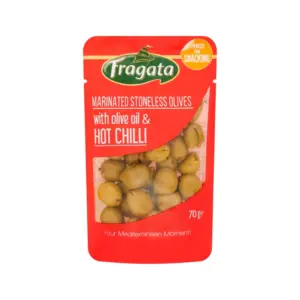 Fragata Marinated Pitted Olives with Olive Oil & Hot Chilli 70g FMPOHC70