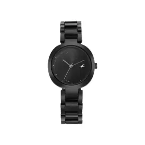 Titan Watch Fastrack Stunners Quartz Analog Black Dial Watch for Women with Black Stainless Steel Strap 6247NM02