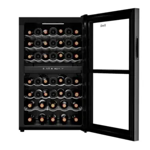 EvoQ Compressor Wine Cooler 43 Bottles , 220 – 240V/50Hz/65W – BS Plug, R600a Refrigerant, Fan Cooling and Auto Defrost – EWC – 43BT