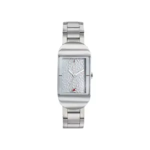 Titan Watch Fastrack Go Skate Quartz Analog Silver Dial Watch for Women with Stainless Steel Strap 6201KM01