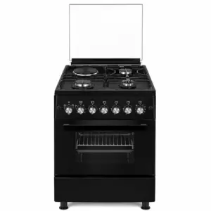 Evoq Standing Cooker 3 Gas Burners 1 Hot Plate Electric Oven Black 58x58cm EC-5831EO. BL