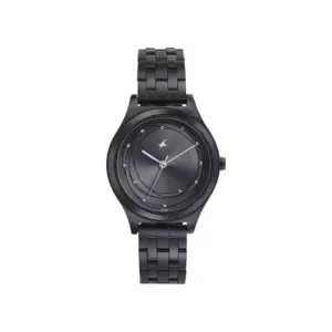 Titan Watch Fastrack Style Up Quartz Analog Grey Dial Watch for Women with Black Stainless Steel Strap 6152NM01
