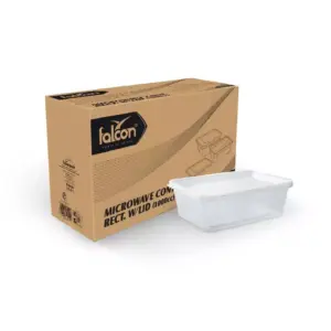 Falcon Rectangular Microwave Transparent Plastic Container 750cc with Lid 500's Pack