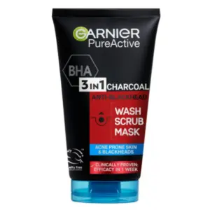 Garnier Pure Active Intensive Charcoal 3 in 1 Face Wash Scrub Mask 50ml 3610340672040