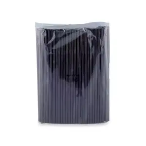 Falcon Plastic Straw Plain Flexible 6mm Single Wrapped Black 500's (Pack of 20pcs)