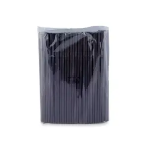 Falcon Plastic Straw Plain Flexible 6mm Single Wrapped Black 200's (Pack of 50pcs)