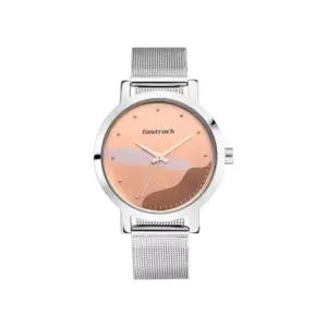 Titan Watch Fastrack Bare Basics Quartz Analog Rose Gold Dial Watch for Women with Stainless Steel Strap 6222SM01