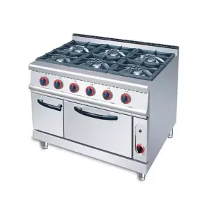 Hotel Appliances Generic Commercial Freestanding Cooker Gas Range Stove Stand Type with Oven 6 Head