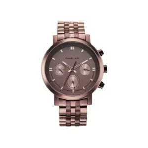 Titan Watch Fastrack Tick Tock Quartz Multifunction Brown Dial Watch for Men with Brown Metal Strap 3287QM01