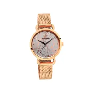 Titan Watch Fastrack Animal Print Quartz Analog Bicolour Dial Watch for Women with Stainless Steel Strap 6221WM01