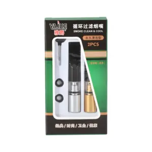 Faith Erliao Portable Reusable Cigarette Filter Holder - Microporous Tips for Enhanced Smoking Experience 2 Pcs/Box
