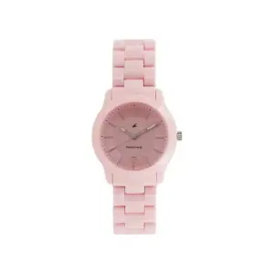 Titan Watch Fastrack Trendies Quartz Analog Pink Dial Watch for Women with Plastic Strap 68006PP04