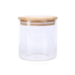 RMH Generic Glass Jar Round with Wooden Lid 10x15cm – Elegant Storage Container for Kitchen & Home R1015(1-28)