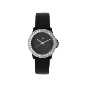 Titan Watch Fastrack Quartz Analog Black Dial Watch for Women with Black Plastic Strap 9827PP02