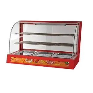 Hotel Appliances Generic Commercial Food Display Warmer Curved Glass 3 Plate