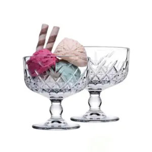 RMH Generic Glass Ice Cream Cup 2Pc Set with Gift Box – Elegant Dessert Bowls for Home & Parties F244A/B