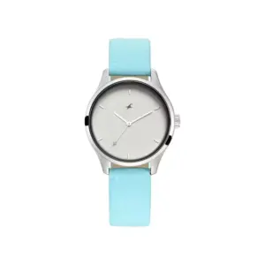 Titan Watch Fastrack Tripster Quartz Analog White Dial Watch for Women with Blue Leather Strap 6219SL01