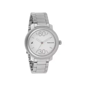 Titan Watch Fastrack Summer Fashion Quartz Analog Silver Dial Watch for Men with Stainless Steel Strap 3222SM01