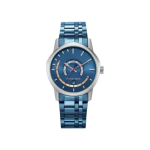 Titan Watch Fastrack Exuberant Quartz Analog Blue Dial Watch for Men with Blue Metal Strap, Day & Date 3279KM01